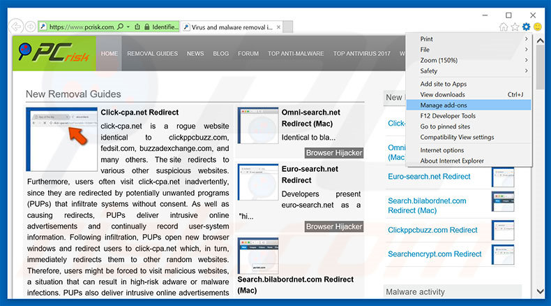 Suppression des publicités clicknshare.net dans Internet Explorer étape 1