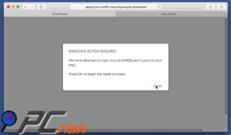 Logiciel de publicité We Have Detected A Trojan Virus