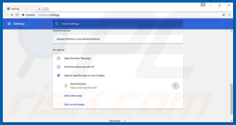 Suppression du moteur de recherche par défaut d'ezy-search.com dans Google Chrome 