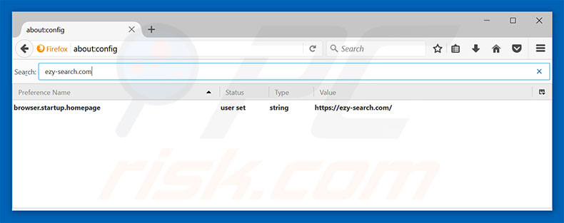 Suppression du moteur de recherche par défaut d'ezy-search.com dans Mozilla Firefox