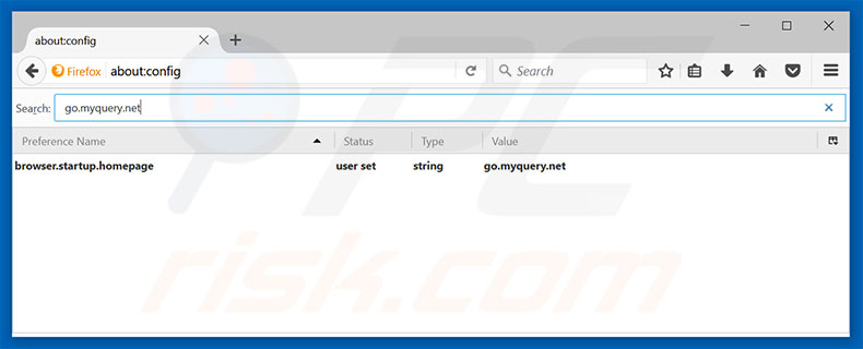 Suppression du moteur de recherche par défaut de go.myquery.net dans Mozilla Firefox 