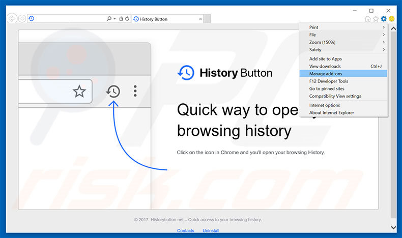 Suppression des publicités History Button dans Internet Explorer étape 1