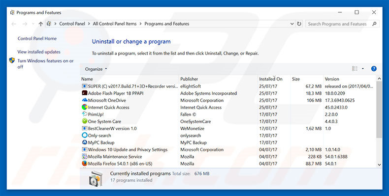 Désinstallation du logiciel de publicité History Button via le Panneau de Configuration