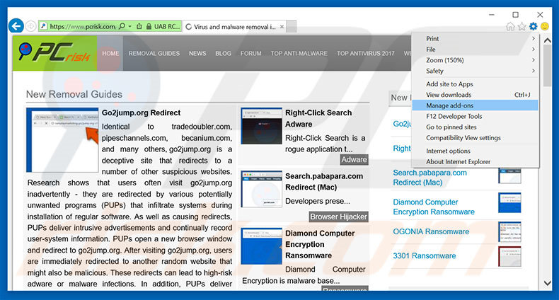 Suppression des publicités ladomainadeserver.com dans Internet Explorer étape 1