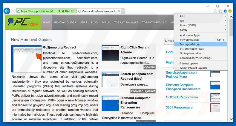 Suppression des publicités laserveradedomaina.com dans Internet Explorer étape 1