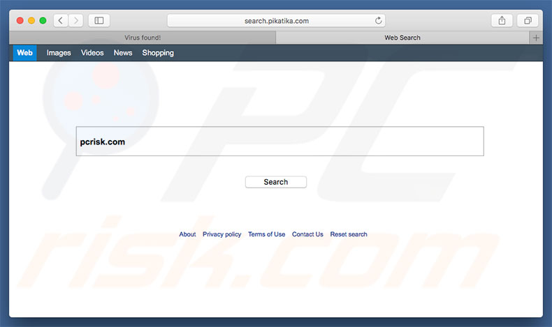 Pirate de navigateur search.pikatika.com sur un ordinateur Mac