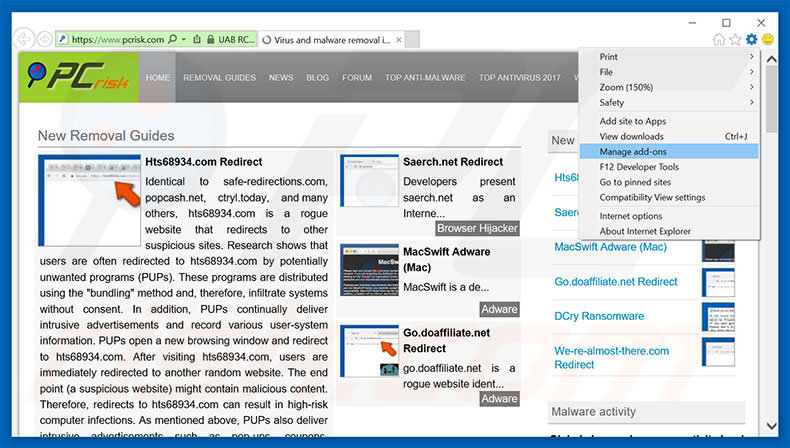 Suppression des publicités pipeschannels.com dans Internet Explorer étape 1