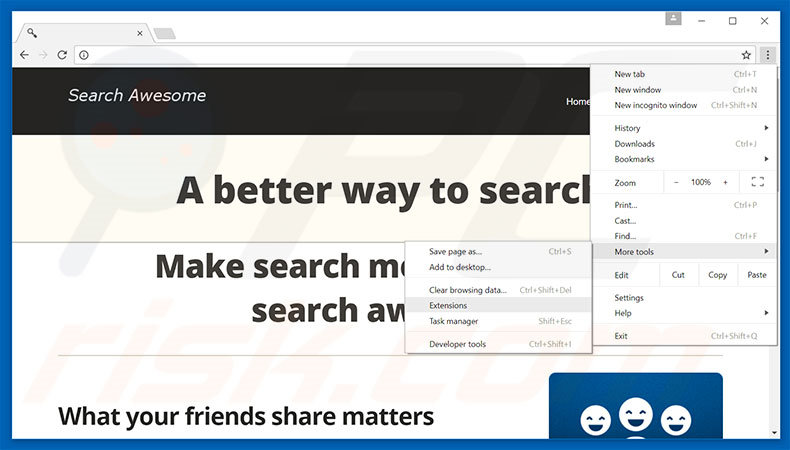 Suppression des publicités Search Awesome dans Google Chrome étape 1
