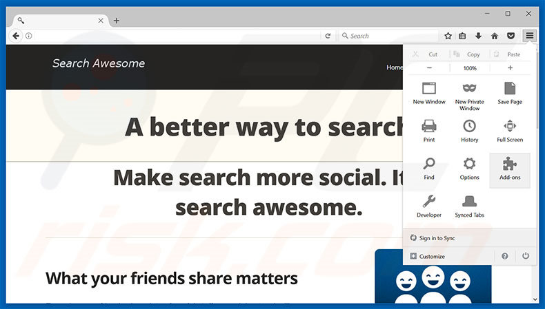 Suppression des publicités Search Awesome dans Mozilla Firefox étape 1