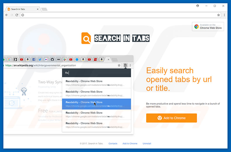 Logiciel de publicité Search In Tabs 