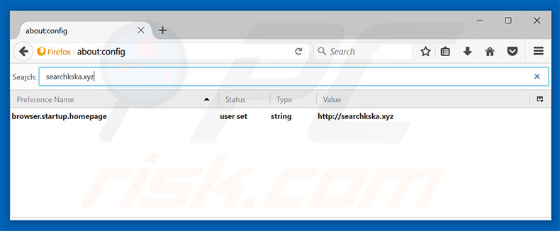 Suppression du moteur de recherche par défaut de searchkska.xyz dans Mozilla Firefox 