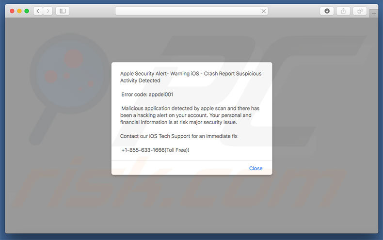 Arnaque Apple Security Alert 