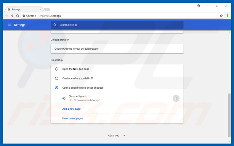 Suppression de la page d'accueil de chromesearch.today dans Google Chrome 