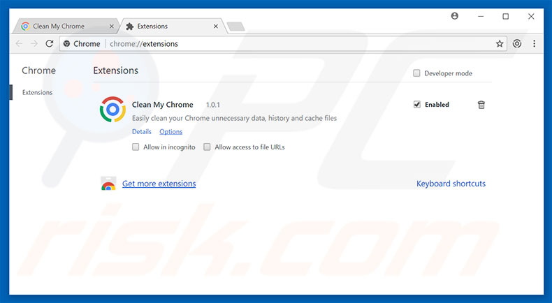 Suppression des publicités Clean My Chrome dans Google Chrome étape 2