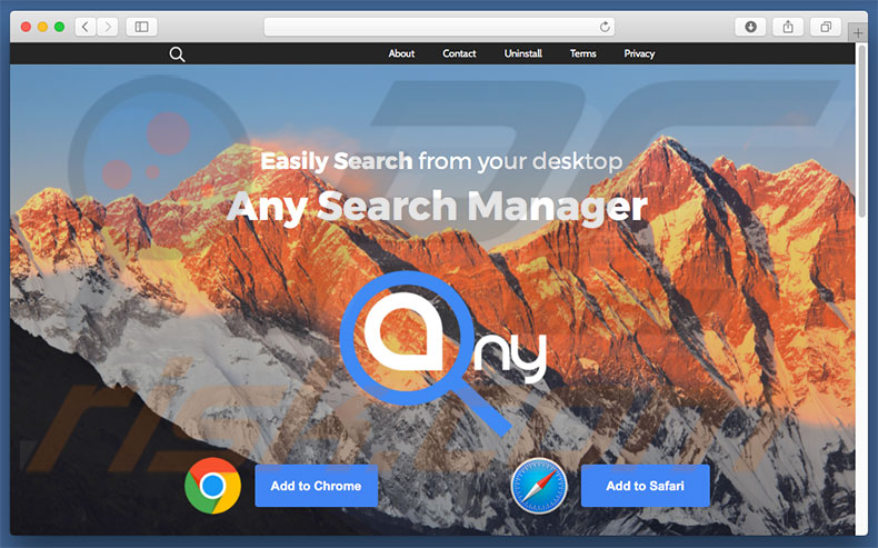 Site web douteux utilisé pour publiciser search.anysearchmac.com