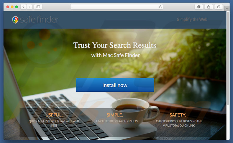 Site web douteux pour publiciser search.macsafefinder.com