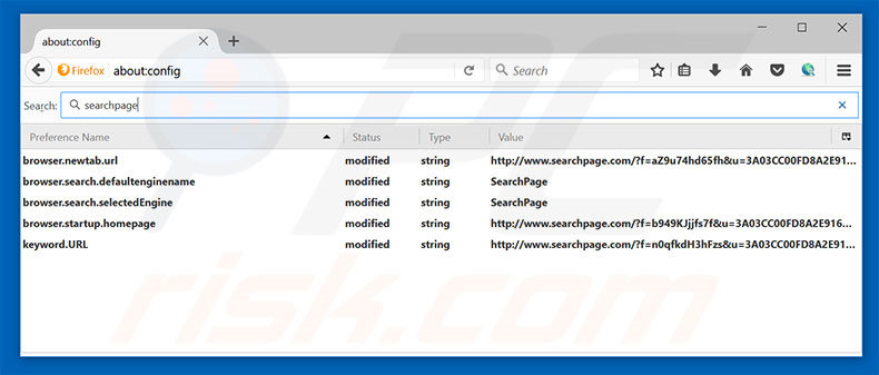 Suppression du moteur de recherche par défaut de searchpage.com dans Mozilla Firefox 