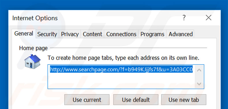 Suppression de la page d'accueil de searchpage.com dans Internet Explorer