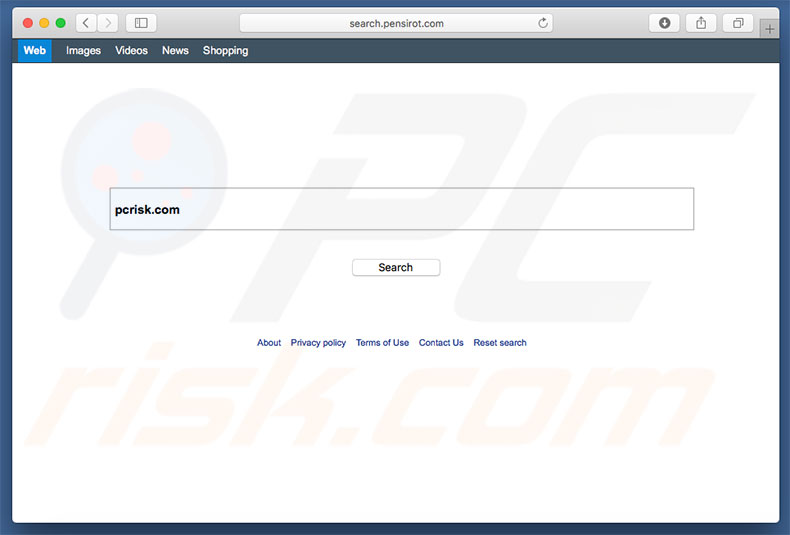 Pirate de navigateur search.pensirot.com sur un ordinateur Mac 