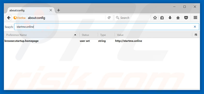 Suppression du moteur de recherche par défaut de startme.online dans Mozilla Firefox