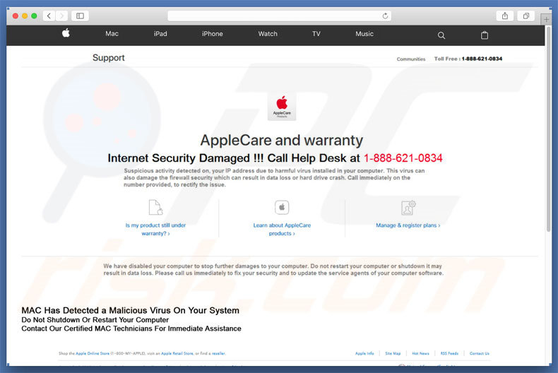 Arnaque AppleCare And Warranty 