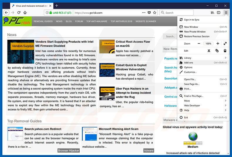 Suppression des publicités Cydoor Spyware dans Mozilla Firefox étape 1