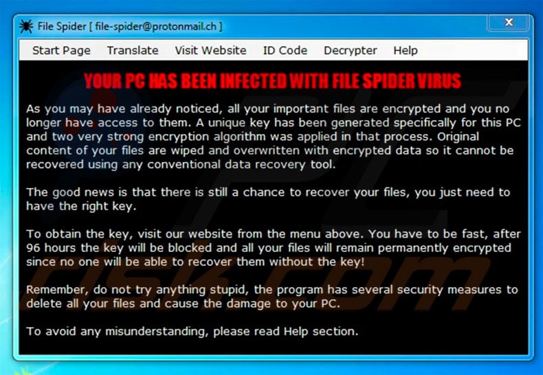 Instructions de décryptage de File Spider 