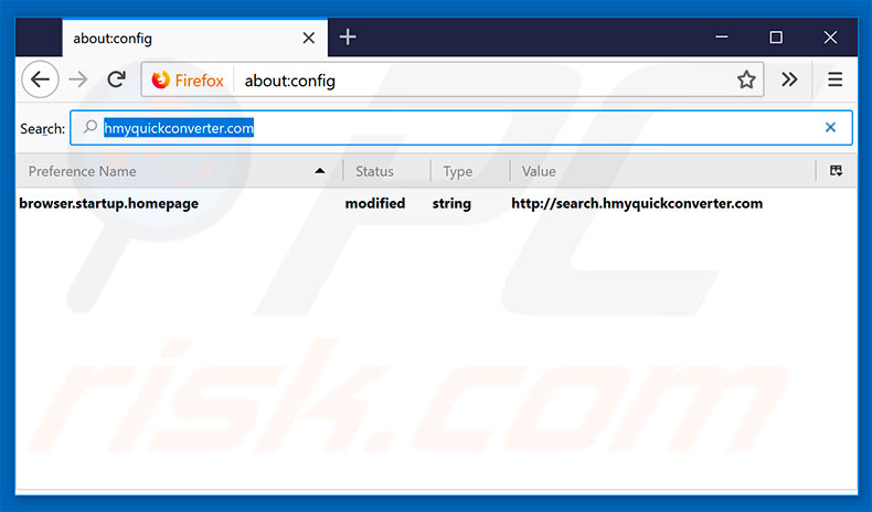 Suppression du moteur de recherche par défaut de search.hmyquickconverter.com dans Mozilla Firefox 