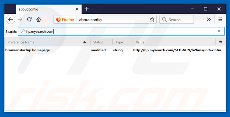 Suppression du moteur de recherche par défaut de hp.mysearch.com dans Mozilla Firefox 