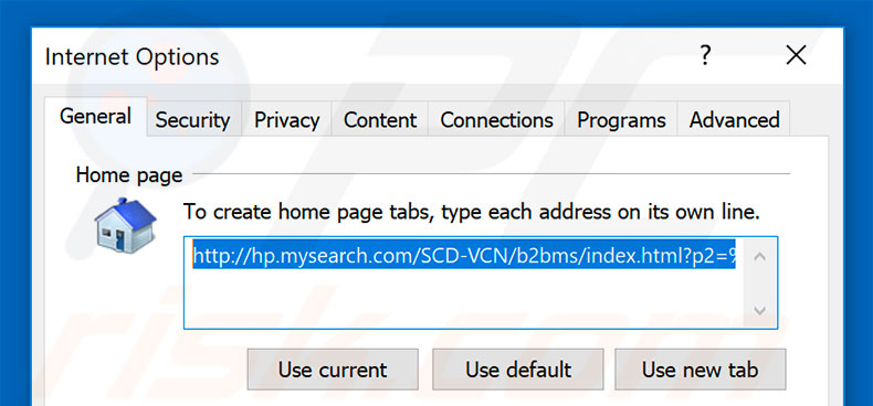 Suppression de la page d'accueil de hp.mysearch.com dans Internet Explorer 