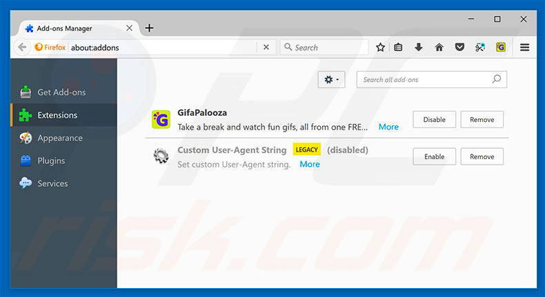 Suppression des extensions reliées à search.microcosmtab.com dans Mozilla Firefox 