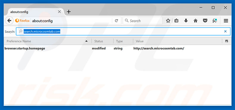 Suppression du moteur de recherche par défaut de search.microcosmtab.com dans Mozilla Firefox