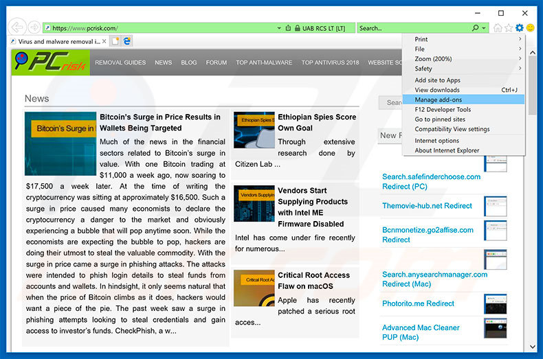 Suppression des publicités Microsoft Azure dans Internet Explorer étape 1