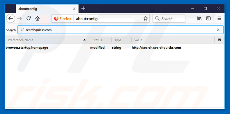 Suppression du moteur de recherche par défaut de search.searchquicks.com dans Mozilla Firefox 