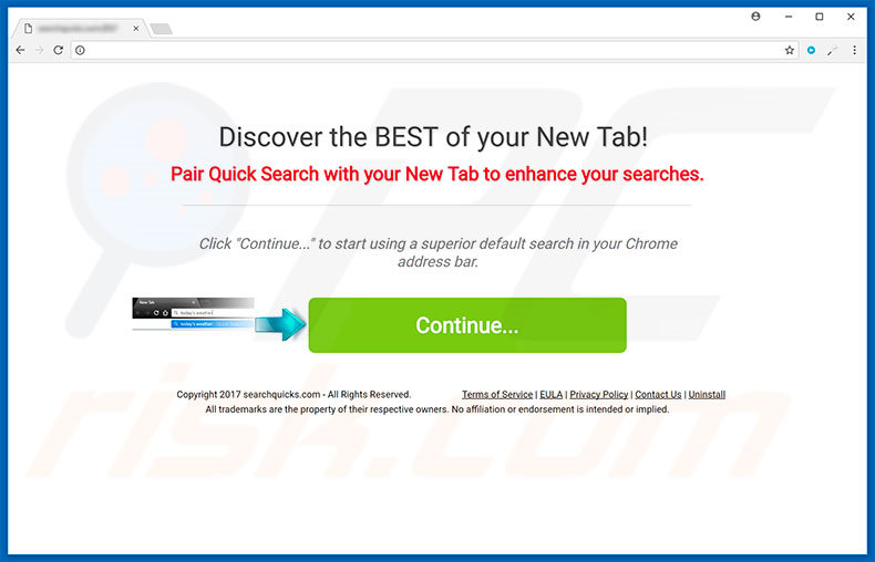 Site web utilisé pour publiciser le pirate de navigateur Quick Search