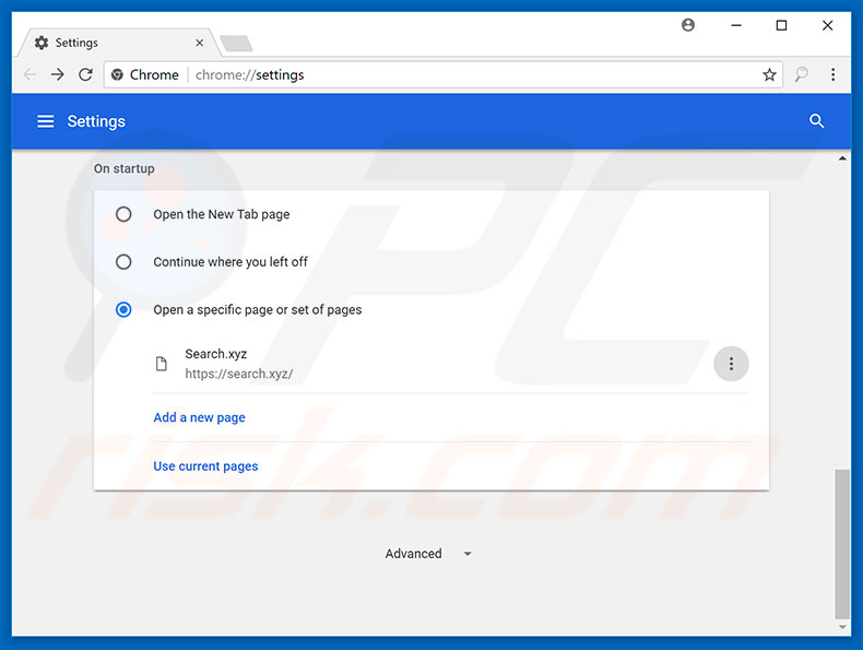Suppression de la page d'accueil de search.xyz dans Google Chrome 
