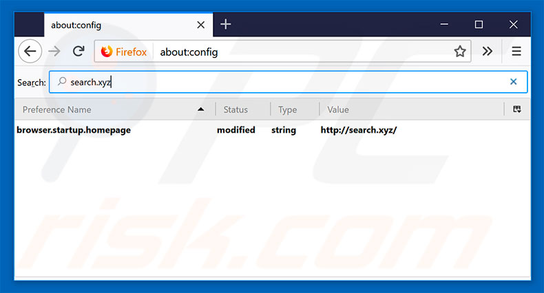 Suppression du moteur de recherche par défaut de search.xyz dans Mozilla Firefox 