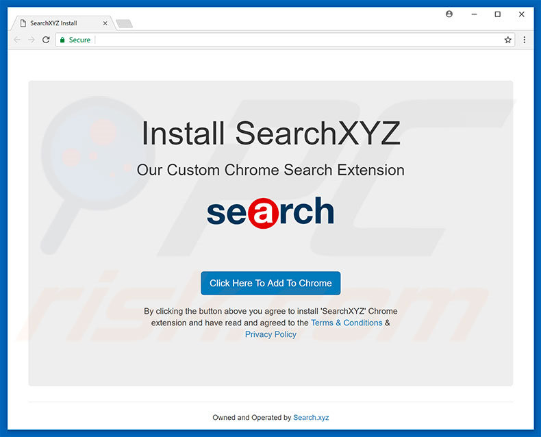 Site web utilisé pour publiciser le pirate de navigateur SearchXYZ 