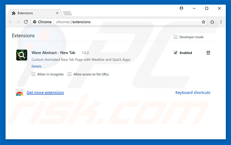 Suppression des extensions Google Chrome liées à wave-abstract.com
