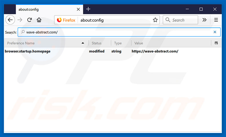 Suppression de wave-abstract.com du moteur de recherche par défaut de Mozilla Firefox