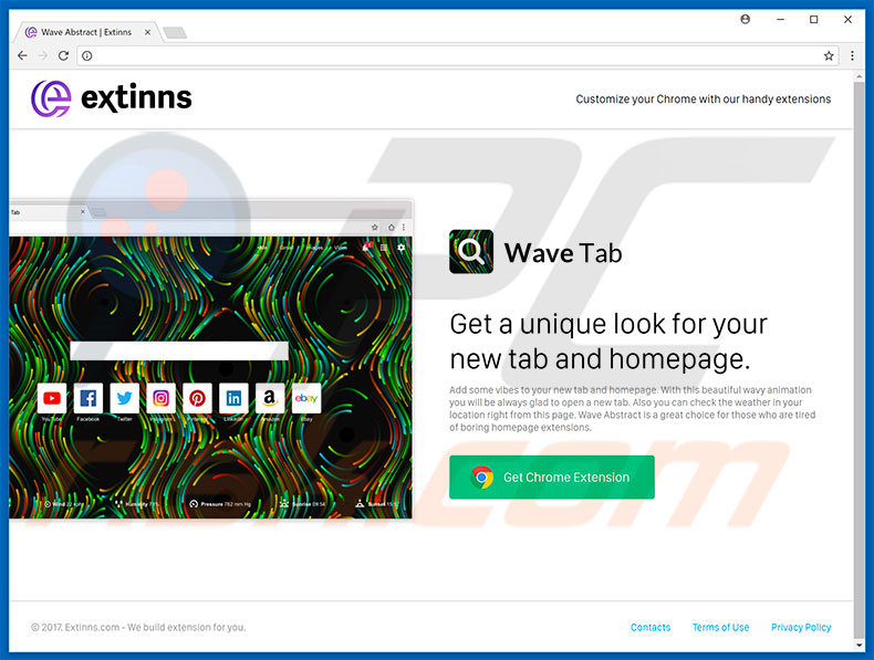 Site Web utilisé pour promouvoir le pirate de navigateur Wave Abstract