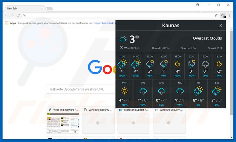 Logiciel de publicité Weather For Chrome 