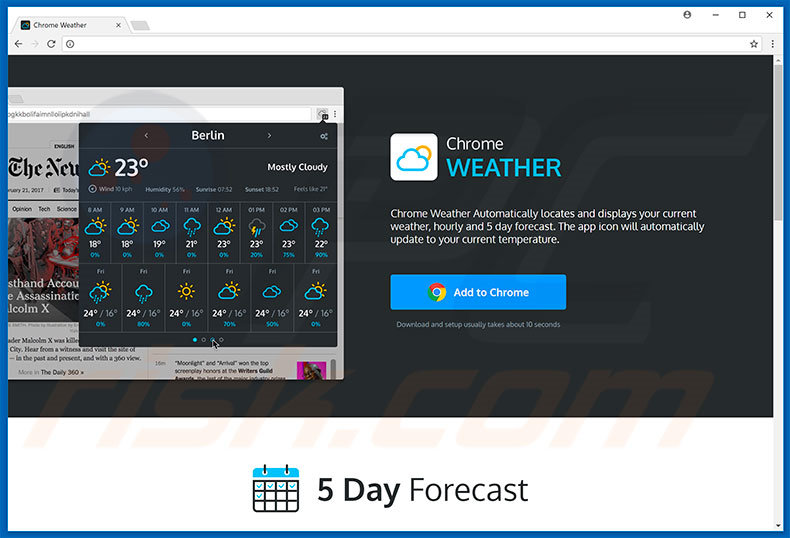Logiciel de publicité Weather For Chrome 