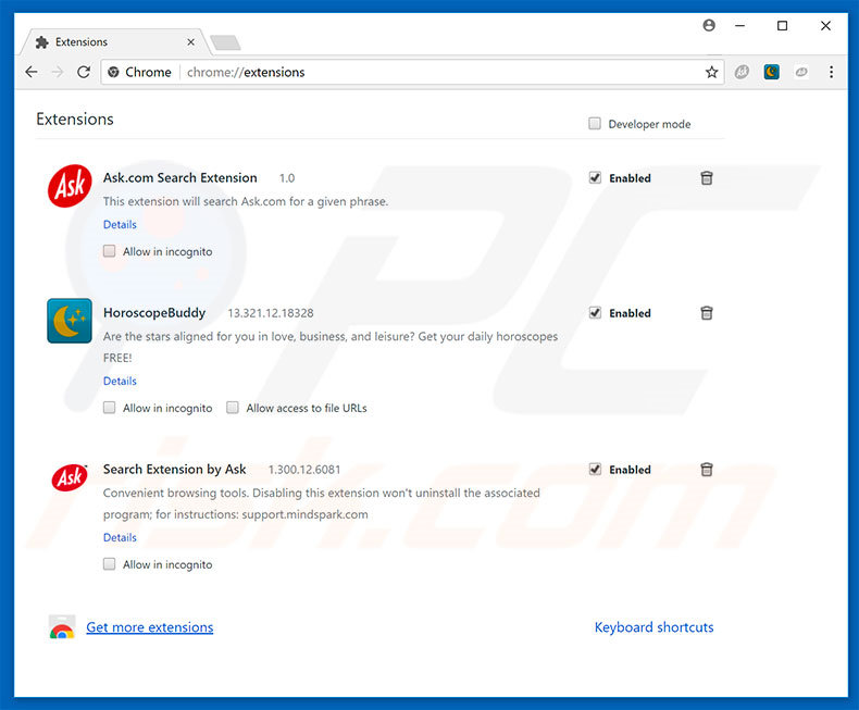 Suppression des extensions reliées au pirate de navigateur dans Google Chrome