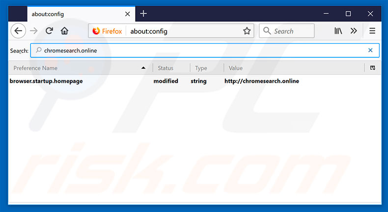 Suppression du moteur de recherche par défaut de chromesearch.online dans Mozilla Firefox