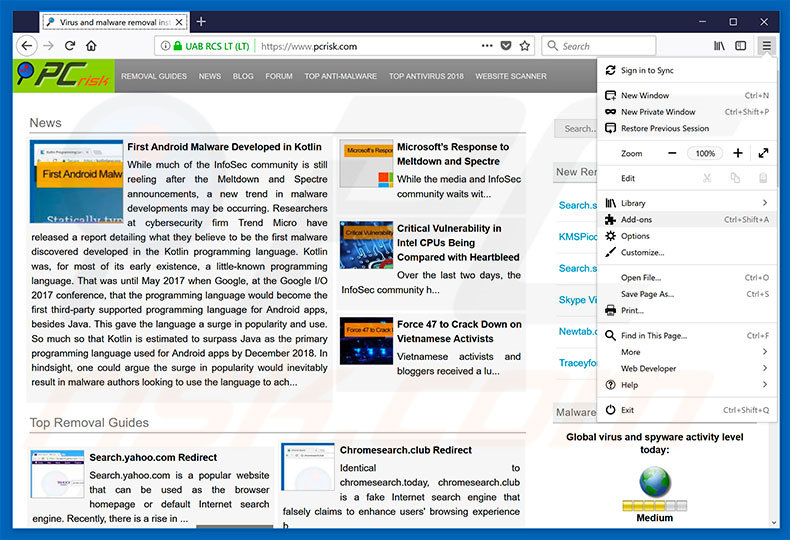 Suppression des publicités CloudFront dans Mozilla Firefox étape 1