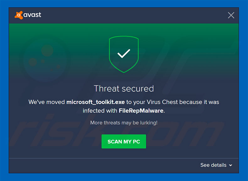 FileRepMalware supprimé par l'antivirus Avast 