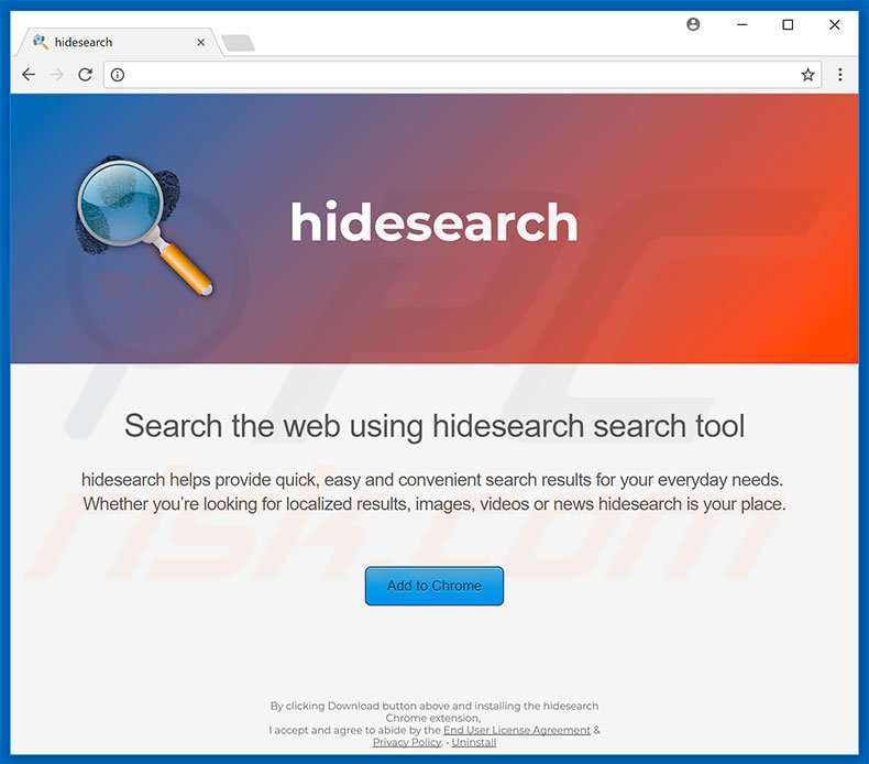 Site Web utilisé pour promouvoir le pirate de navigateur hidesearch