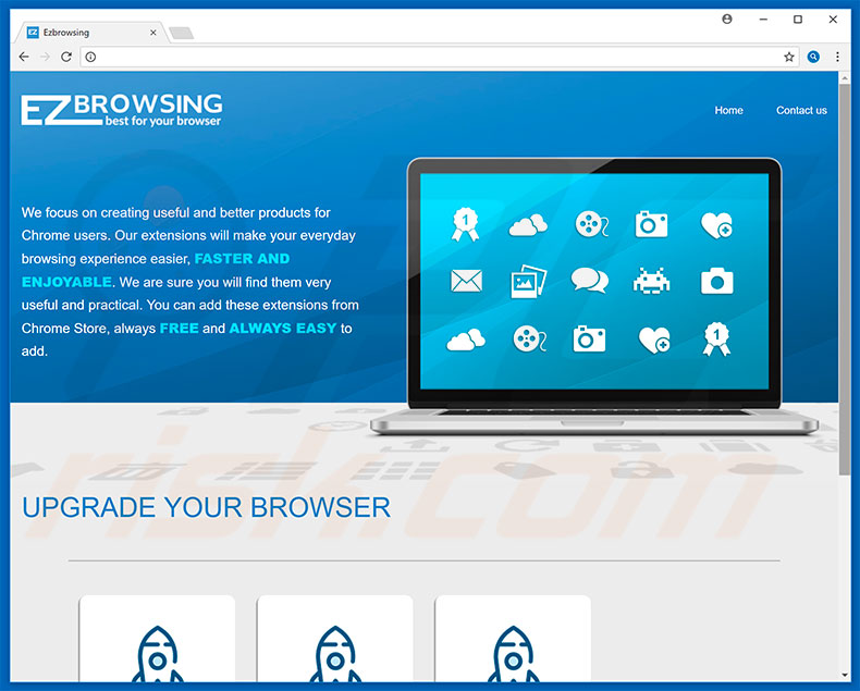 Site web publicisant le pirate de navigateur EZbrowsing