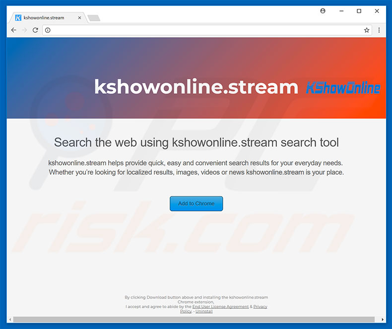 Site web utilisé pour publiciser le pirate de navigateur kshowonline 